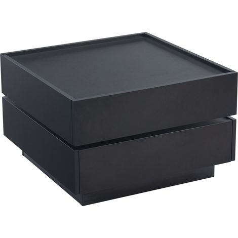 Tavolino da salotto girevole 360° nero 60 x 60 x 38 cm con 2 cassetti e spazio contenitore (1/5)