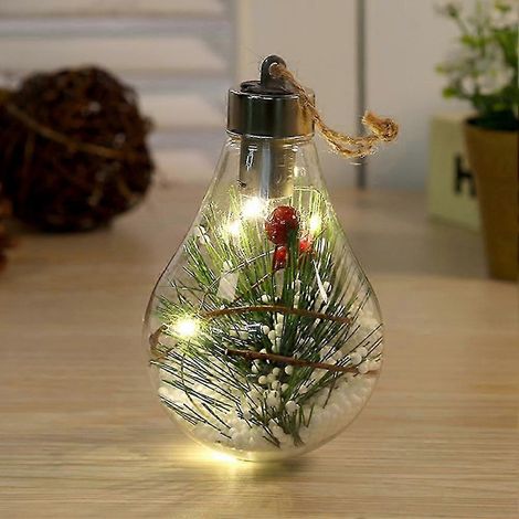 Boule de Noël transparente LED lumineuse à décorer soi-même pour sapin de Noël (1/4)