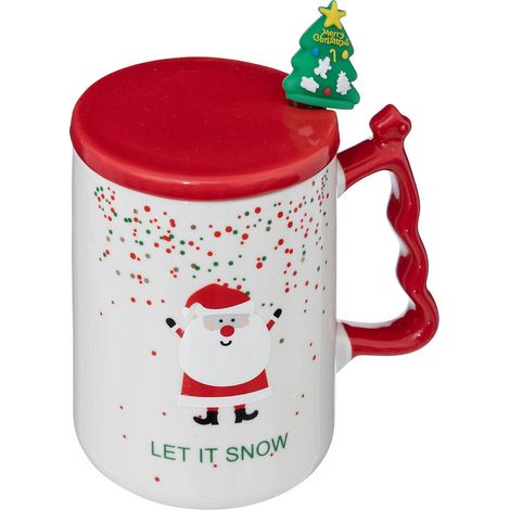 Mug de Noël avec cuillère et couvercle, 350 ml