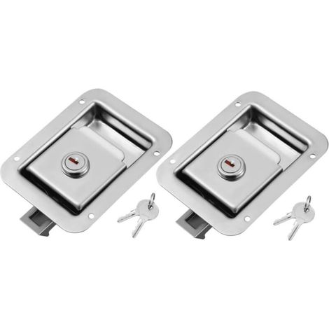 Serrure à Poignée à Palette Inox Encastrée avec Clés Loquet Anti-grincement pour Portes de Véhicules Camions Remorques et Coffres Marines (1/5)
