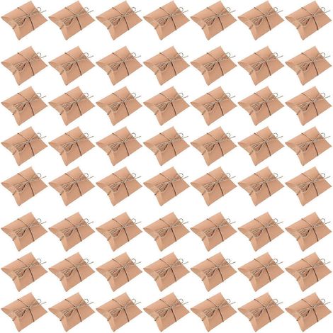 50 boîtes à bonbons pliables en papier kraft avec corde en jute pour mariages, fêtes, anniversaires, vacances et cadeaux d'invités (1/5)