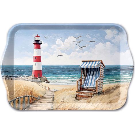 Mini plateau rectangulaire en mélamine plage et phare