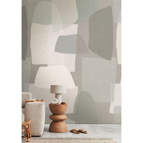 Papier peint intissé Graphique & Géométrique Beige, Gris, Blanc - 8,80 x 0,53 m (1/4)