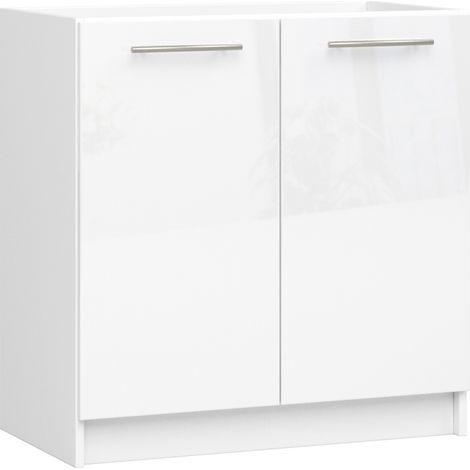 NINA - Armoire de salle de bain 3 tablettes et 1 porte - Blanc (1/5)