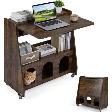 COSTWAY Scrivania Computer Pc Ufficio 80X60 Pieghevole Mobile Ruote Salvaspazio Piccolo Compatto Moderno Legno Cameretta Camera Studio Casa Home Office Tavolo (1/5)