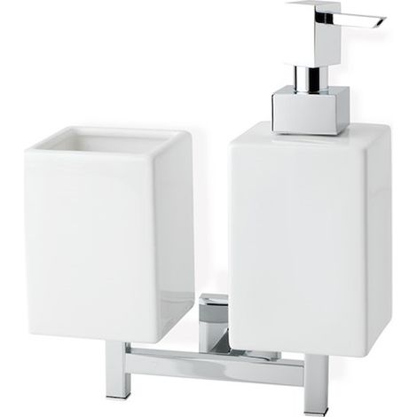 STILHAUS Urania dosatore con bicchiere parete bianco e cromato codice prod: 000U14D08