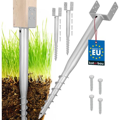 KOTARBAU® Kotarbau® U Support Poteau Bois - Pied de Poteau À Visser 150 x 720 mm Lot de 2 - Platine Poteau - Fixation Poteau Bois - Embase Pied de Poteau - Acier Galvanisé (1/5)