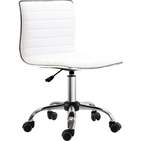 Silla giratoria de salón con respaldo, altura regulable, metal y imitación de piel, 48 × 52 × 78–90 cm, blanco (1/5)