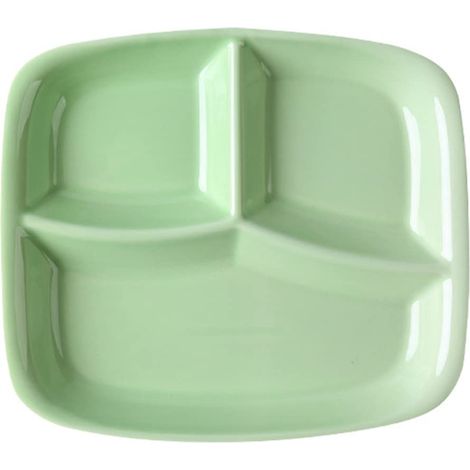 Assiettes en Porcelaine avec 3 Compartiments, Assiette Compartiment Adulte, Assiette de Contrôle des Portions, pour Salade, Dessert, Nouille, Bifteck, Petit déjeuner (1/5)