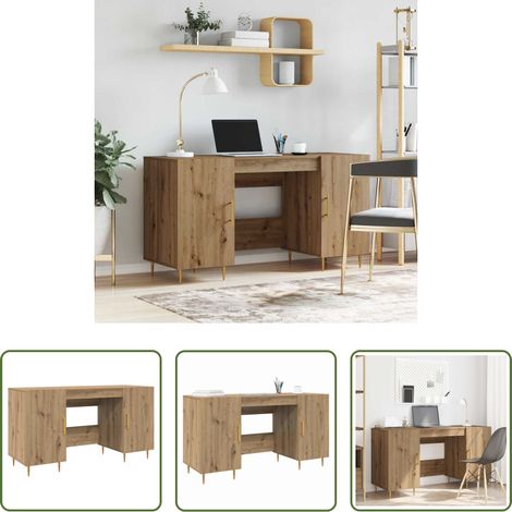 Bureau moderne - Bureau chêne artisanal 140 x 50 x 75 cm Bois d'ingénierie (1/5)