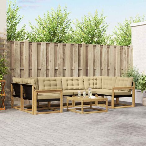 vidaXL Outdoor-Sofagarnitur 7 pcs Weiß und Beige 79 x 79 x 37 cm (1/5)