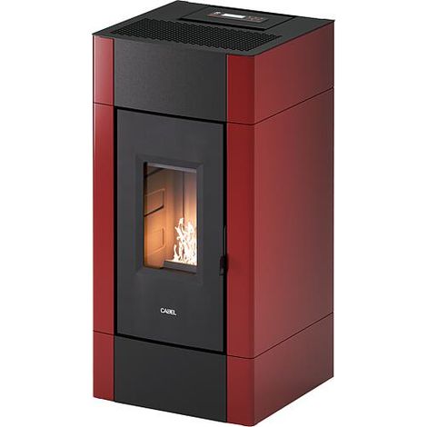Cadel Pelletofen Cristal 9 Metall Rot 8,5 kW Pellet Air Kamin Kaminofen belüftet