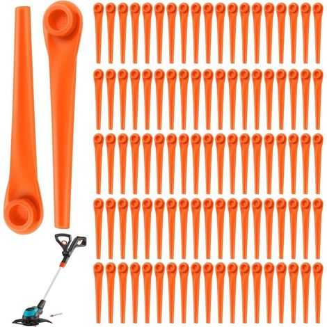 Chuancheng 100er-Packung Ersatzklingen aus Kunststoff für Gardena 9823, 9825, 9820 und 9821 Rasentrimmer, 70 mm (1/5)