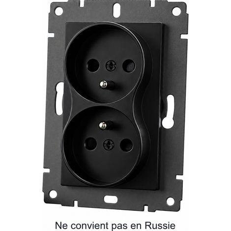 Double prise française Série G PC noir avec Cadre inclus 18,5 × 11,5 × 8,5 cm 250V 4000W – Livraison gratuite