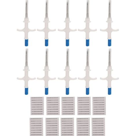 Lot de 10 puces RFID pour identification animale, 1,25x7 mm, norme ISO11784/11785 (1/5)