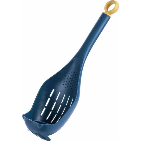 Cuillères de cuisine polyvalentes Ustensile de cuisine à long manche avec trou de suspension pour remuer, cuire et servir - Bleu - 1 pièce (1/5)