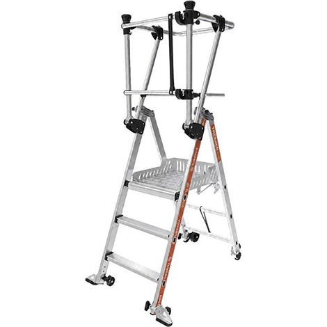 Escabeau pliant 3 marches - Hauteur max. de travail 2.67m - 2274303-R (1/5)