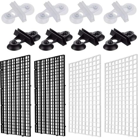 Grille Aquarium, Diviseur d’Aquarium en Plastique, Séparateurs D'aquarium, 4 Pièces Aquarium Séparateur pour Réservoir de Poisson, avec 8 Pinces à Ventouse, pour Garder Différents Poissons du Combat (1/4)