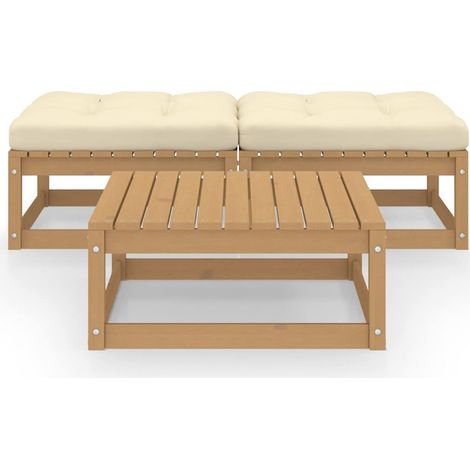 Maison Exclusive - 3-tlg. Garten-Lounge-Set mit Kissen Massivholz (1/5)