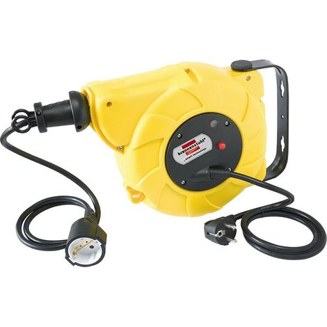 Brennenstuhl – Enrouleur électrique 9+2m – 3 prises 3x1,5mm² – Indice de protection IP44 – Pour chantiers humides et environnements difficiles