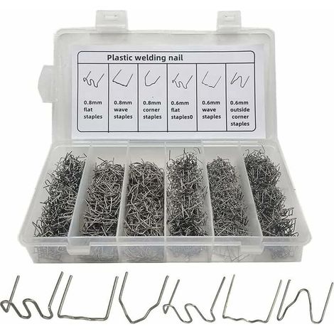 Agrafes Chaudes Métal, 600 pièces Agrafes chaudes de soudage, Plastique Soudage Agrafeuse Chaude Voiture pour Réparation de Pare-Chocs de Voiture, Soudage de Carrosserie, avec Boîte (1/5)