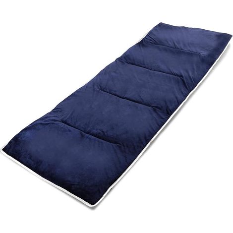 75x190 cm XL Matelas de camp en coton, Matelas de camping doux avec 4 sangles de fixation, Ultra-léger et polyvalent pour lit de camping, chaise longue de jardin, transat, Bleu (1/5)