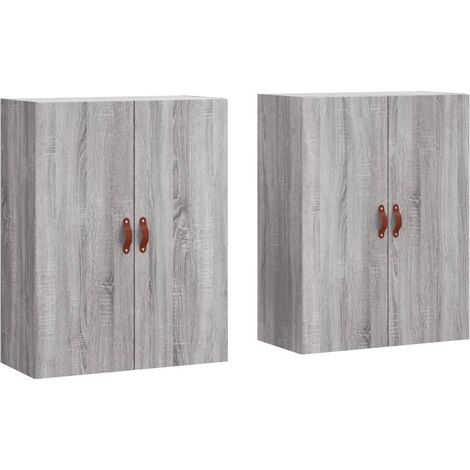 2 pcs Buffet，Bahut， Armoires murales sonoma gris 69,5x34x90 cm CFW34972 (1/5)