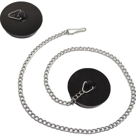 Bouchon Baignoire Universel[2 Pièces], Bouchon d'Evier avec 40cm Chaîne à Billes, Bouchon d'Evier Cuisine, pour Évier, Salle de Bain et Cuisine