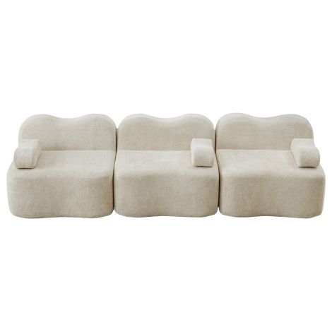 Canapé modulaire 3 places velours  coussin accoudoir mobile pour salon et appartement  Beige (1/5)