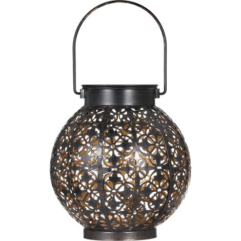 Farol solar colgante para uso exterior, diseño calado, iluminación LED decorativa de metal, control preciso del brillo, batería integrada de alto rendimiento de 600 mAh, resistente al agua con clasifi (1/5)