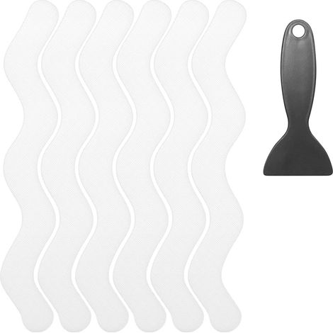 24 Stück Anti-Rutsch-Duschaufkleber, Sicherheitsstreifen für Badewanne und Duschtreppe, Klebeaufkleber mit Premium-Schaber (Transparent)