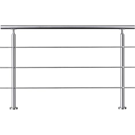 Garde-corps 150cm - En inox 304 - 1 main courante et 3 traverses - Intérieur & extérieur - Kit complet - Pour bâtiments au bord de la mer