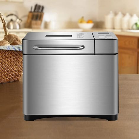 Brotbackautomat,19-in-1 Vollautomatisch Brotmaschine 500-1000g mit und 15H Timer, 650W Programmierbare Brotmaschine Digital Touch Panel, Mischung, Kneten, Backen, Fruchtspender