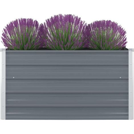 Pot de fleurs, 100 x 100 x 45 cm, acier galvanisé, gris. (1/5)