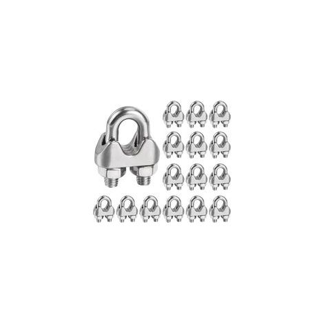 Serre Cable Inox 6mm,16 Pièces Serre Cable Acier Attaches pour 6mm câbles métalliques M6 Pince de Câble Métallique U pinces en pour Câble Métallique de 6mm Diamètre（M6）