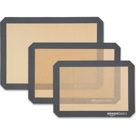 Rectangulaire Tapis de Cuisson en Silicone, Lot de 3, Marron/Noir, 23.0cm x 33.0cm, 25.0cm x 29.5cm, 29.5cm x 37.5cm (1/4)
