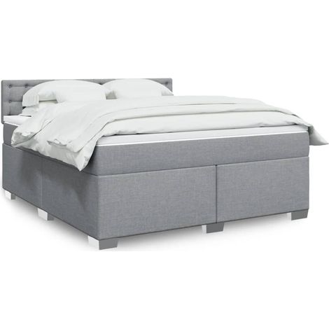 Boxspringbett mit Matratze Hellgrau 180x200 cm Stoff