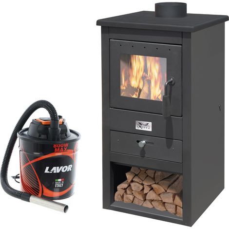 Mille Athena Big Stufa a Legna e Carbone 13 kW Focolare Refrattario Vetro Ceramico 800°C Vano Portalegna colore Antracite (1/5)