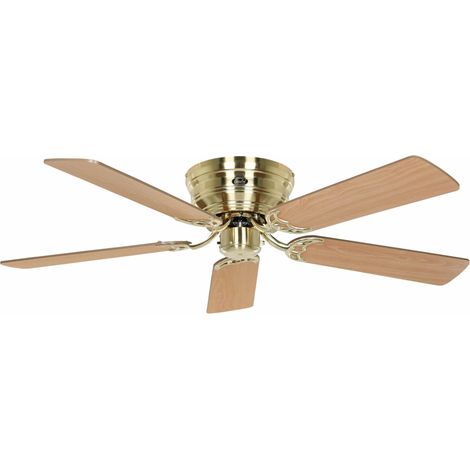 Flush Mount Ceiling Fan Classic Flat III Brushed Brass 132