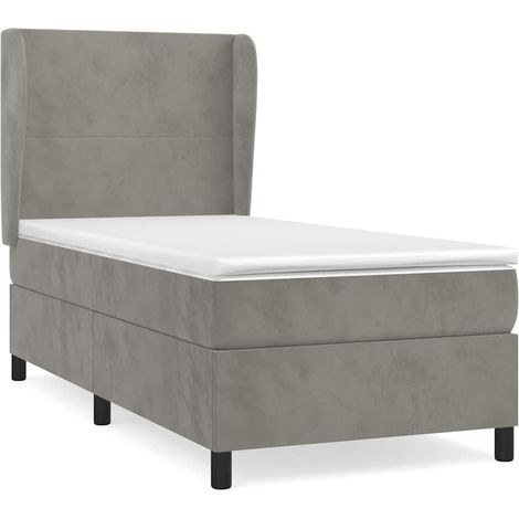 Maison Exclusive - Cama box spring con colchón terciopelo gris cl (1/5)