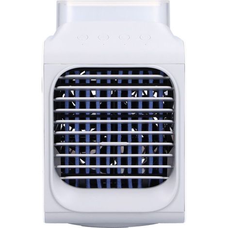Ventilateur portable rafraîchissant 350 ml avec tête oscillante à 90°, chargement USB et fonction brumisateur.