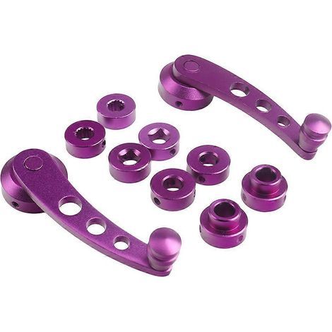1 jeu de poignées de lève-vitres de voiture à manivelle en aluminium, universelles, pour portes gauche et droite (violet)-11X4.3CM
