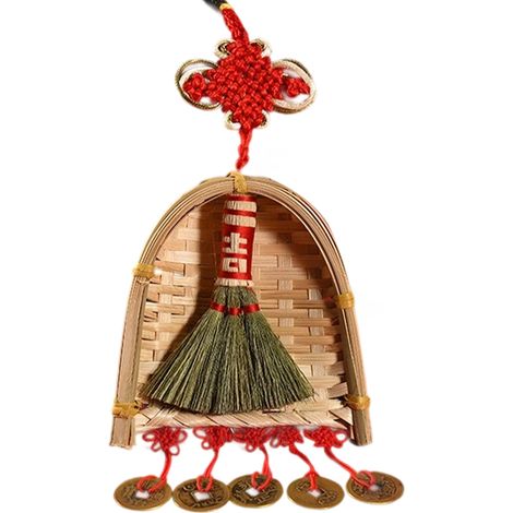 Balai, pelle et décoration, pendentif, ornement de l'année chinoise, nouveau pompon, décoration suspendue, mini balai porte-bonheur (1/5)