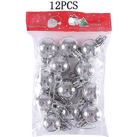 24 boules de Noël argentées (12 boules de 3 cm) - Décoration de sapin de Noël - Ornements à suspendre pour la maison - Accessoires de décoration pour Noël et le Nouvel An (1/5)