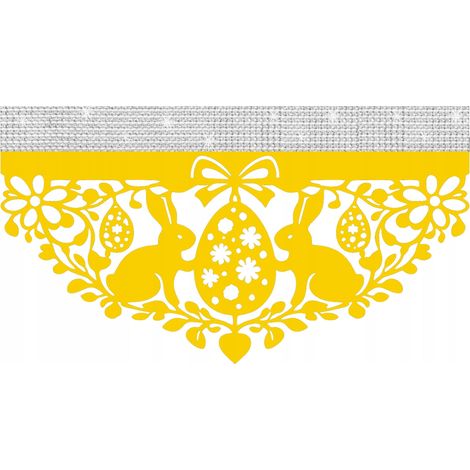 Küchengardine N15 Envy, gelb, 60 x 30 cm, ideal für Ostern und Frühling.