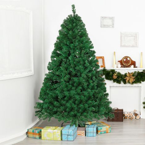 Randaco Albero di Natale artificiale con base in ferro, rami folti, foglie in PVC, decorazione natalizia, 180 cm verde (1/5)