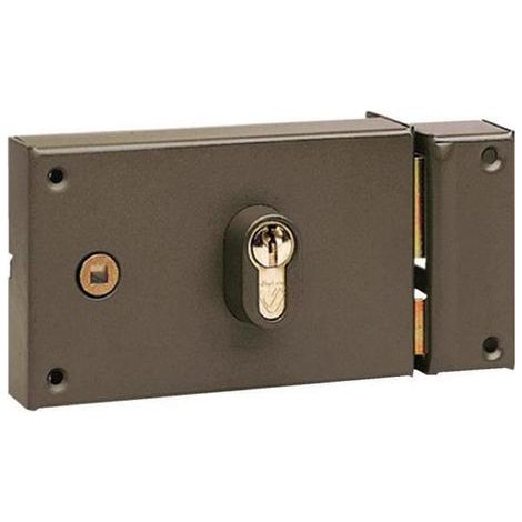 Vachette – Serrure multipoint en applique horizontale à fouillot – Cylindre européen gauche – Acier verni – Coffre 141 x 87 mm – Axe clé 60 mm