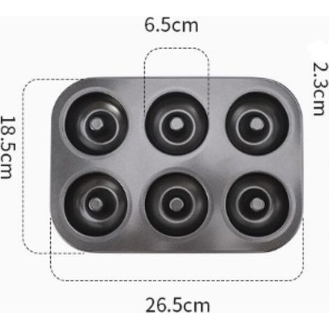 Easy Baking Plaque à donuts 6 voies avec revêtement anti-adhésif,gris,26.518.52.3cm (1/5)