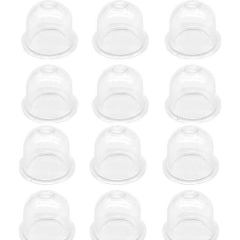 Lot de 12 poires d'amorçage blanches de 18 mm avec godet à huile transparent pour carburateur, pour débroussailleuse, taille-haie, scie à essence et ventilateur. (1/4)