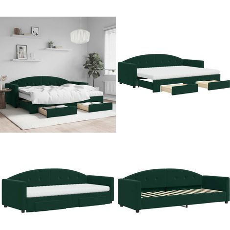 Tagesbett Ausziehbar mit Schubladen Dunkelgrün 80x200 cm Samt - Sofa - Schlafsofa - Gästebett - Tagesbett - Doppelbett - Home & Living (1/5)